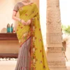 Royal Pallu Rasili K-044 Satin Yellow Saree