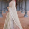 Pastel Grey Sequins Embroidered Jimmy Choo Tissue Saree With Tassels - Image 4
